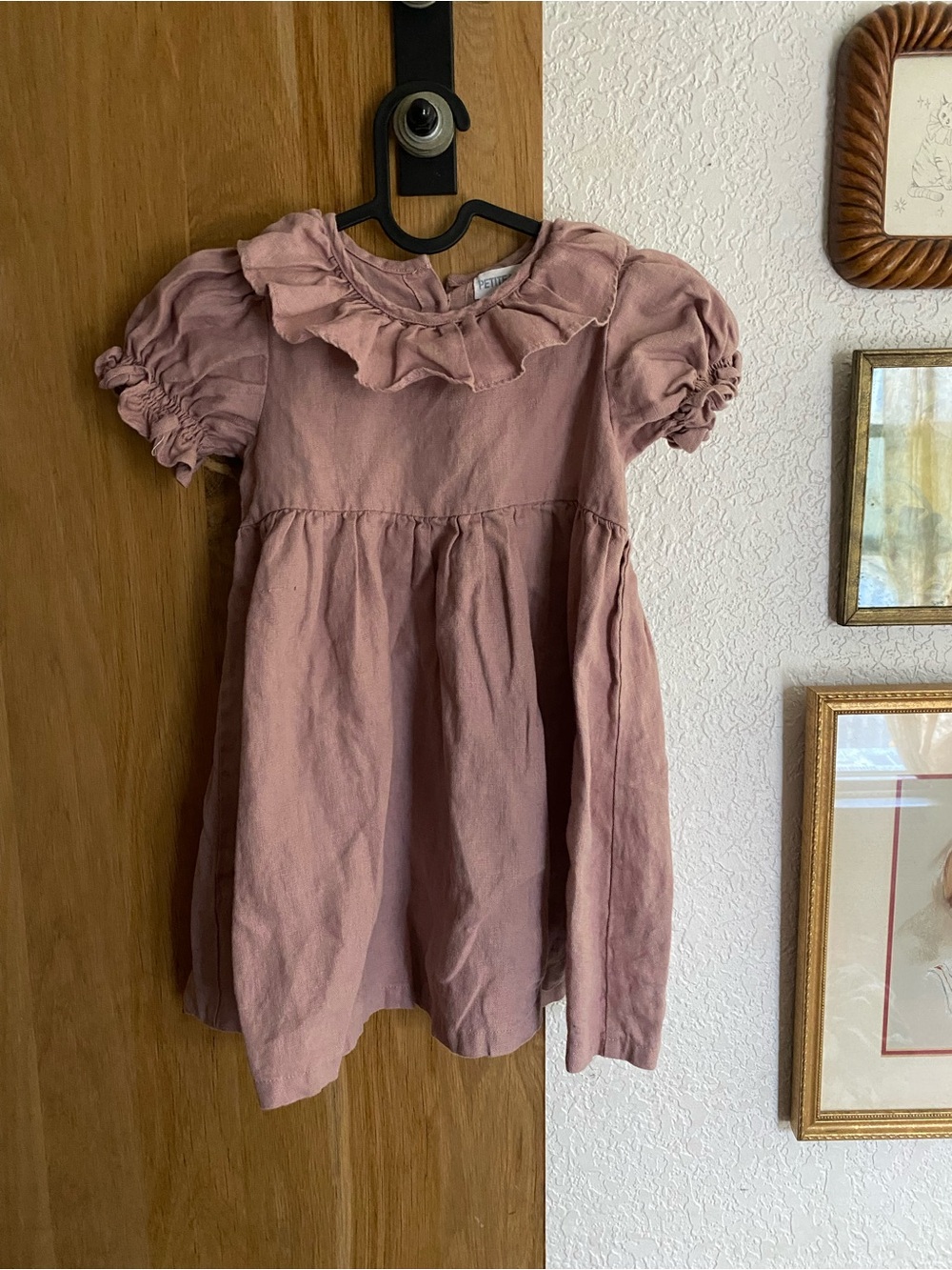 Rose-Pink Ruffle Neck Casual Dress